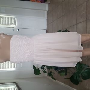 Zara Trafaluc L embroidered swirls upper flowy lower chiffon strapless dre…